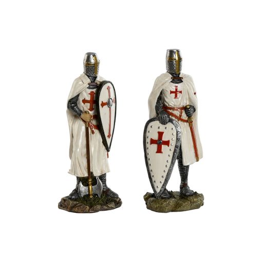 Figura Decorativa Branco Vermelho Resina 9 x 8 x 21 cm (2 Unidades)