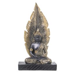 Figura Decorativa Castanho Dourado Acrílico Plástico Melamina Buda 15 x 7 x 27 cm