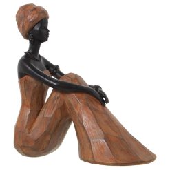 Figura Decorativa Castanho Plástico Africana 12 x 23 x 24 cm