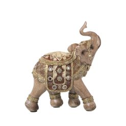 Figura Decorativa Cinzento Dourado Plástico Elefante 10 x 18 x 20 cm