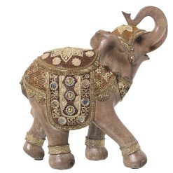 Figura Decorativa Cinzento Dourado Plástico Elefante 13 x 25 x 26 cm