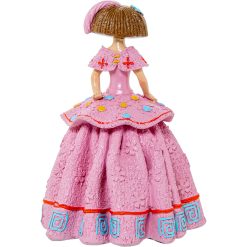 Figura Decorativa Cor de Rosa Plástico Vestido 15 x 15 x 21 cm