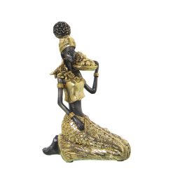 Figura Decorativa Dourado Acrílico Plástico Melamina Africana 13 x 9 x 19 cm