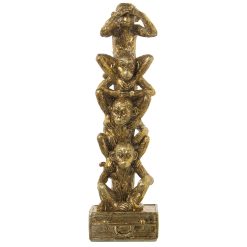 Figura Decorativa Dourado Acrílico Plástico Melamina Macaco 9 x 6 x 29 cm