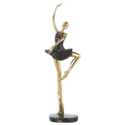 Figura Decorativa Dourado Plástico Bailarina 15 x 18 x 44 cm