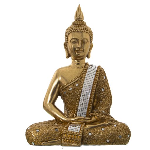 Figura Decorativa Dourado Plástico Buda 18 x 30 x 40 cm