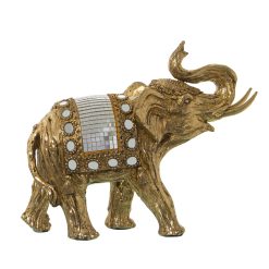 Figura Decorativa Dourado Plástico Elefante 11 x 23 x 19 cm