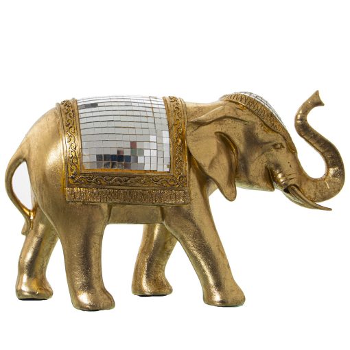 Figura Decorativa Dourado Plástico Elefante 14 x 31 x 20 cm