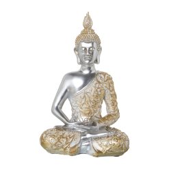 Figura Decorativa Dourado Prateado Acrílico Plástico Melamina Buda