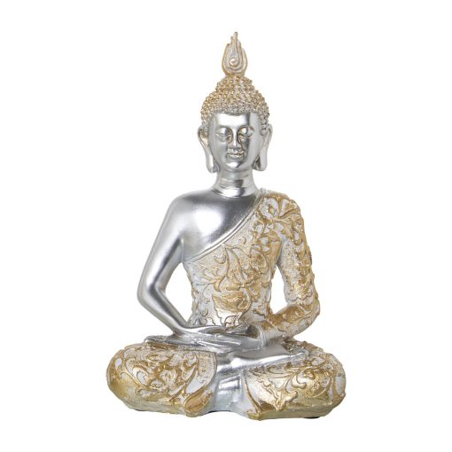 Figura Decorativa Dourado Prateado Acrílico Plástico Melamina Buda