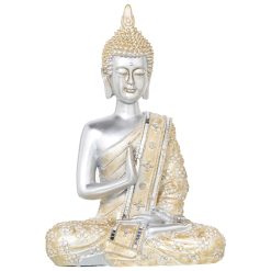 Figura Decorativa Dourado Prateado Plástico Buda 17 x 27 x 40 cm