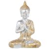 Figura Decorativa Dourado Prateado Plástico Buda 18 x 28 x 40 cm