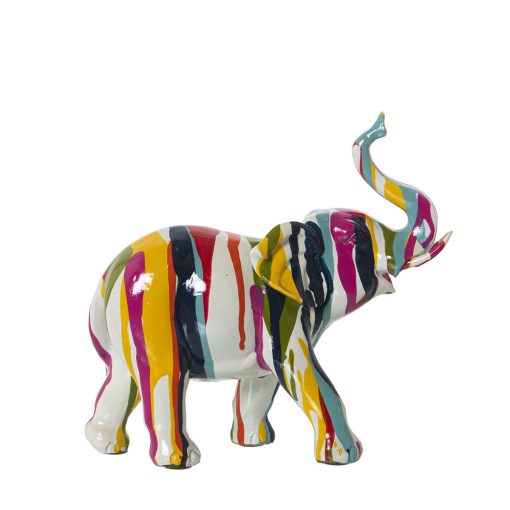 Figura Decorativa Multicolor Plástico Elefante Quadro 10 x 23 x 22 cm