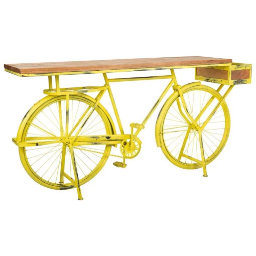 Hall de Entrada Bike Amarelo Ferro Madeira de mangueira 46 x 93 x 187 cm