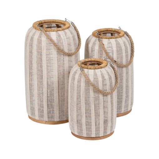 Lanterna Bege Natural Bambu Cristal 25 x 25 x 45 cm - Image 2