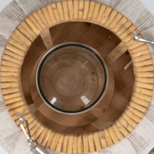 Lanterna Bege Natural Bambu Cristal 25 x 25 x 45 cm - Image 6