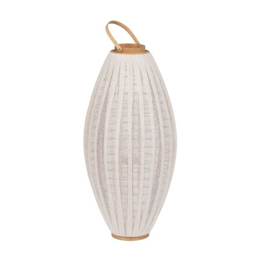 Lanterna Bege Natural Bambu Cristal 40 x 40 x 83 cm
