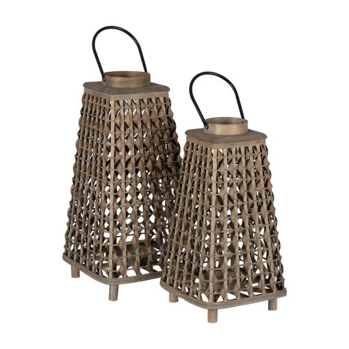 Lanterna Cinzento Bambu Cristal 26 x 26 x 47 cm - Image 2