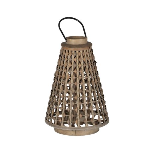 Lanterna Cinzento Bambu Cristal 34 x 34 x 49 cm