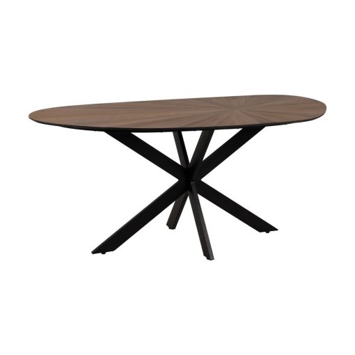 Mesa De Jantar Natural-Preto Mdf-Metal 178 X 80 X 77 Cm