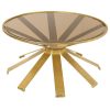 Mesa auxiliar de cristal e metal dourado