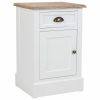 Mesa de Cabeceira Branco Castanho 35 x 63 x 41 cm