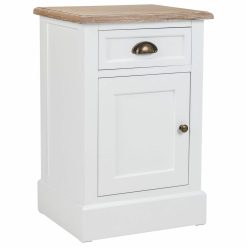 Mesa de Cabeceira Branco Castanho 35 x 63 x 41 cm