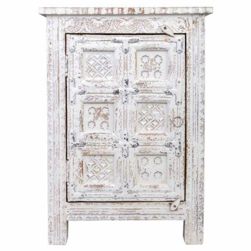 Mesa de Cabeceira Branco Castanho 40 x 53 x 73 cm