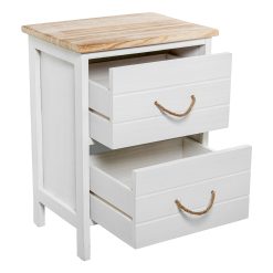 Mesa de Cabeceira Branco Castanho Madeira 40 x 55 x 30 cm