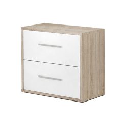 Mesa de Cabeceira Branco Metal Madeira MDP 40 x 41 x 28 cm 2 gavetas