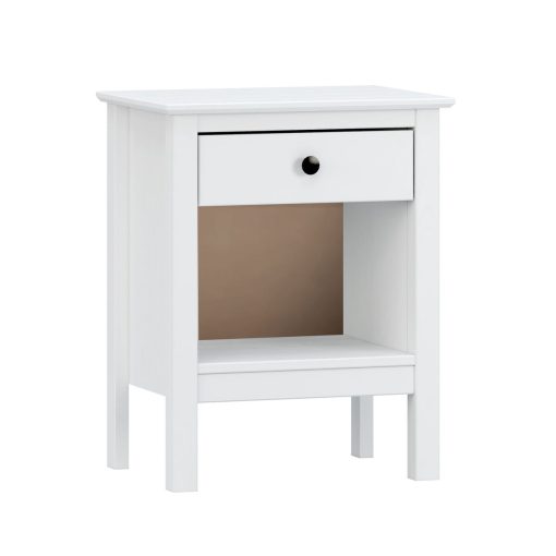 Mesa de Cabeceira Branco Metal madeira de pinho 47 x 60 x 35 cm 1 gaveta