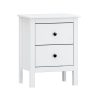 Mesa de Cabeceira Branco Metal madeira de pinho 48 x 62 x 36 cm 2 gavetas