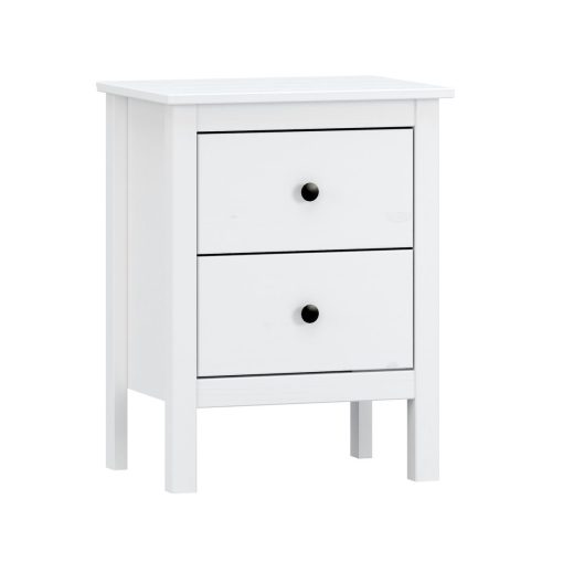 Mesa de Cabeceira Branco Metal madeira de pinho 48 x 62 x 36 cm 2 gavetas