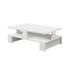 Mesa de Centro Branco Madeira MDP 80 x 28 x 50 cm Altura dupla