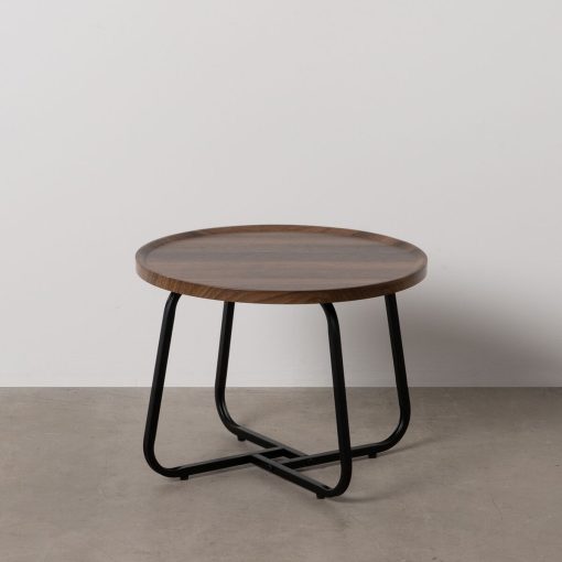 Mesa de Centro Castanho Preto Ferro Madeira MDF 50 x 50 x 38 cm - Image 2