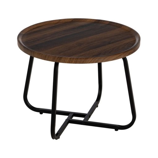 Mesa de Centro Castanho Preto Ferro Madeira MDF 50 x 50 x 38 cm - Image 3