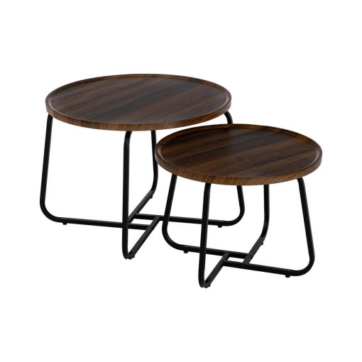 Mesa de Centro Castanho Preto Ferro Madeira MDF 50 x 50 x 38 cm