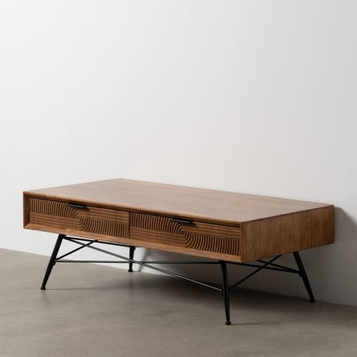 Mesa de Centro LAGOM Preto Natural Ferro Madeira da borracha 120 x 60 x 40 cm - Image 2