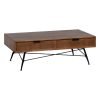 Mesa de Centro LAGOM Preto Natural Ferro Madeira da borracha 120 x 60 x 40 cm