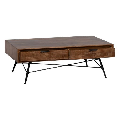 Mesa de Centro LAGOM Preto Natural Ferro Madeira da borracha 120 x 60 x 40 cm - Image 3