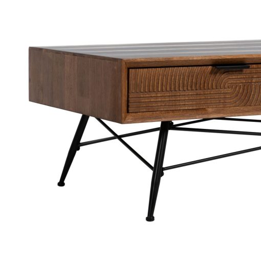 Mesa de Centro LAGOM Preto Natural Ferro Madeira da borracha 120 x 60 x 40 cm - Image 8