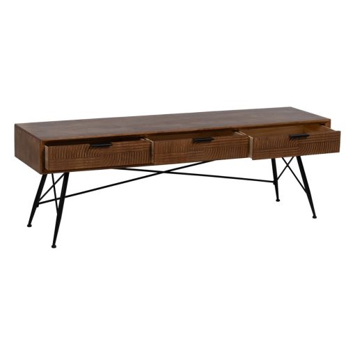 Mesa de Centro LAGOM Preto Natural Ferro Madeira da borracha 150 x 40 x 50 cm - Image 3