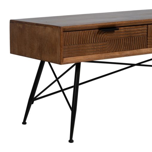 Mesa de Centro LAGOM Preto Natural Ferro Madeira da borracha 150 x 40 x 50 cm - Image 8