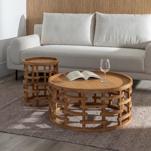 Mesa de Centro Natural Mdf-Madeira 80 X 80 X 36 Cm