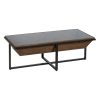 Mesa de Centro Natural-Preto Madeira-Metal 120 X 60 X 43