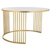 Mesa de Centro Ouro Ferro Espelho Madeira MDF 80 x 48 x 80 cm