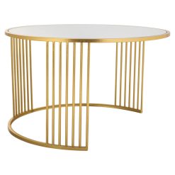 Mesa de Centro Ouro Ferro Espelho Madeira MDF 80 x 48 x 80 cm