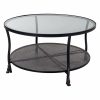 Mesa de Centro Preto Metal Vidro 85 x 45 x 85 cm