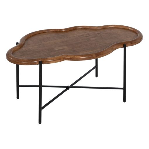 Mesa de Centro Preto Natural Cristal Ferro Madeira da borracha 89 x 50 x 40 cm (2 Unidades) - Image 3