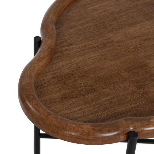Mesa de Centro Preto Natural Cristal Ferro Madeira da borracha 89 x 50 x 40 cm (2 Unidades) - Image 5